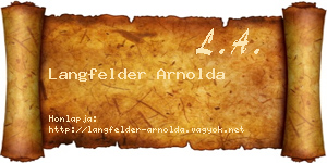 Langfelder Arnolda névjegykártya